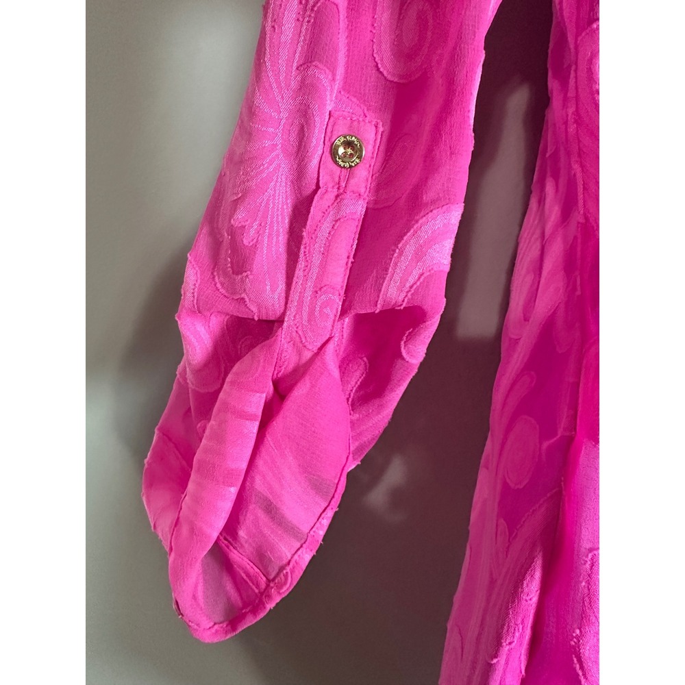 Lilly Pulitzer Natalie Shirt Dress Dragonfruit Pink Burnout Paisley Cover Up S - Picture 6 of 8